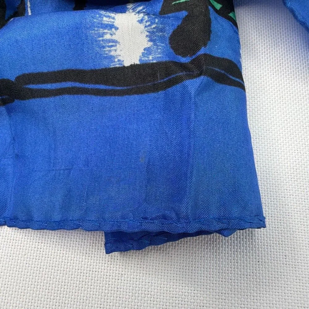 ECHO Vintage Silk Scarf Bold Stained Glass Flower Pattern.  Hand Rolled